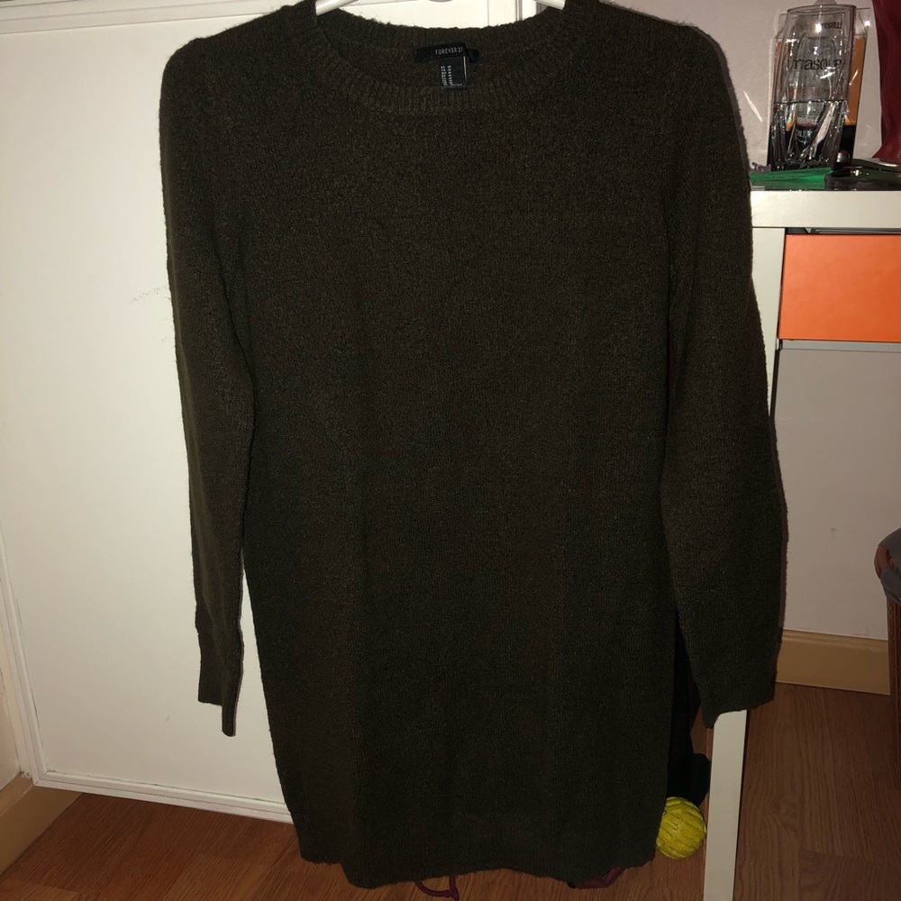 Army green sweater dress